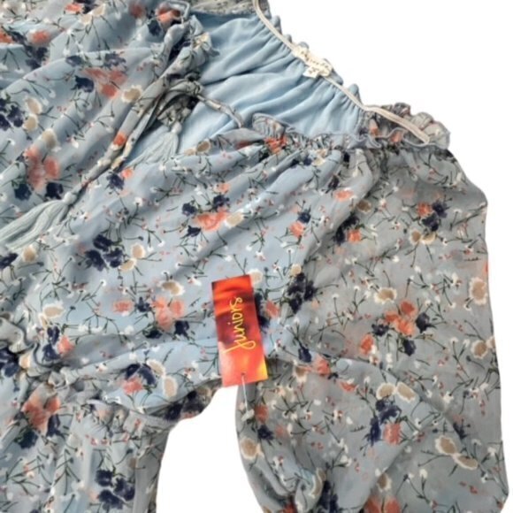 NWT Bailey Blue Blue Floral Tiered Flowy Feminine Mini Dress Juniors Size Medium - Picture 3 of 15